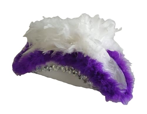 narrenkiste N23-53-54 Kinder-Damen weißer Funkenhut mit silberborte Marabu-lila Federboa-weiß Gr.53-54 von narrenkiste