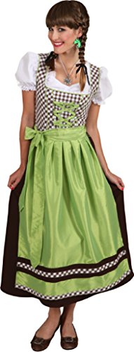 narrenkiste O9696-48 grün-braun Damen Trachten Kleid lang Dirndl Gr.48 von narrenkiste