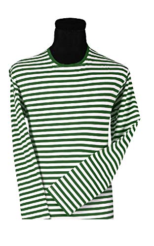 narrenkiste T2594-0302-L grün-weiß Damen-Herren Langarm Streifenpulli Clownshirt Gr.L von narrenkiste