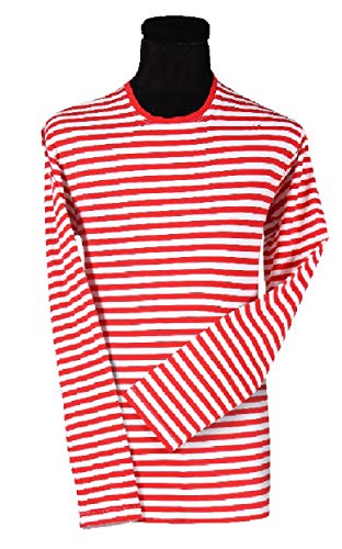 narrenkiste T2594-0502-XL rot-weiß Damen-Herren Langarm Ringelhemd Kölnshirt Gr.XL von narrenkiste