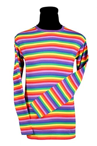 narrenkiste T2594-9900-S bunt Damen-Herren Langarm Ringelhemd Rainbow Clown Gr.S von narrenkiste