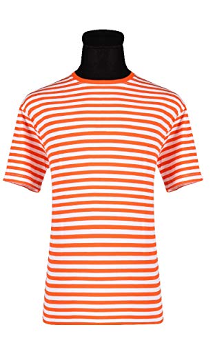 narrenkiste T2595-1202-L orange-weiß Damen-Herren Kurzarm Streifenshirt Funhemd Gr.L von narrenkiste