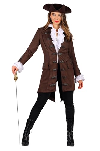 narrenkiste T3514-1300-XL braun Damen Piraten Jacke lang Barock Mantel Gr.XL=46 von narrenkiste