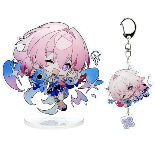 narukami Honkai Star Rail Acryl Stand Figur Schlüsselanhänger Set, Charakter Stand Figur mit Schlüsselanhänger, 7. März, Medium von narukami