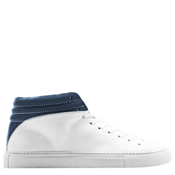 hoher Sneaker aus Leder  "nat-2 Sleek white navy" in weiß und blau von nat-2
