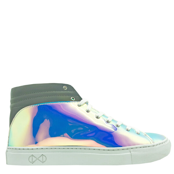 hoher Sneaker aus recyclebarer Regenbogenfolie "nat-2 Sleek vanish" von nat-2