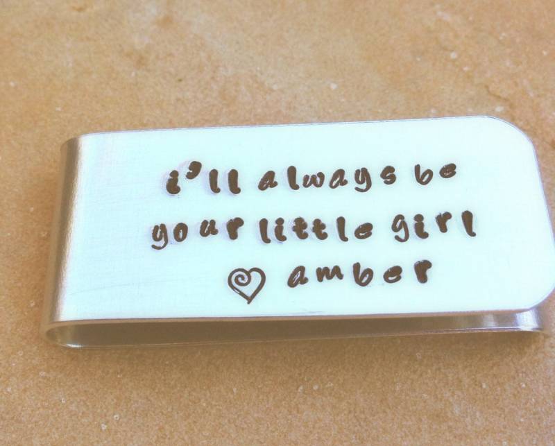 Geld-Clip, Hochzeitsgeschenk, Hand Gestempelt Geld Clips, Liebe Dich Zum Mond Und Zurück, Ich Werde Immer Ihr Kleines Mädchen, Weihnachtsgeschenke von natashaaloha
