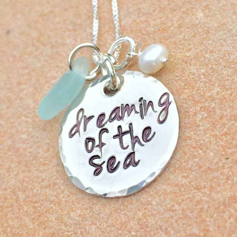 Hawaiian Schmuck, Träumen Vom Meer Halskette, Meerjungfrau Von Hand Gestempelt Strand Natashaaloha von natashaaloha