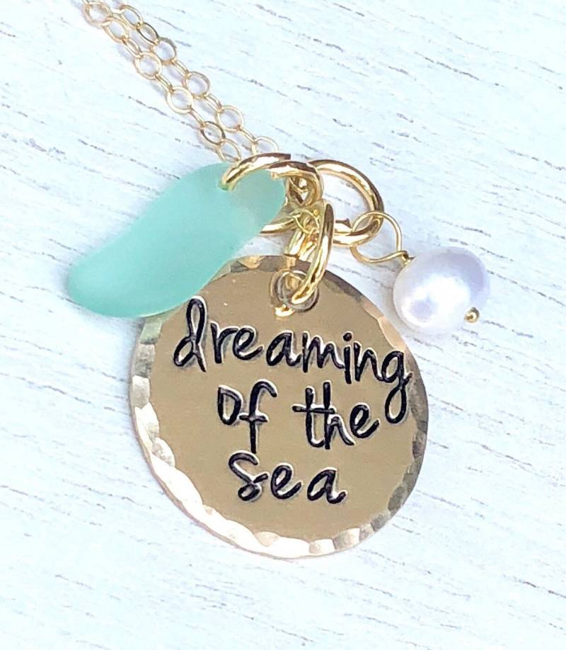 Hawaiian Schmuck, Träumen Vom Meer Halskette, Meerjungfrau Von Hand Gestempelt Strand Natashaaloha von natashaaloha