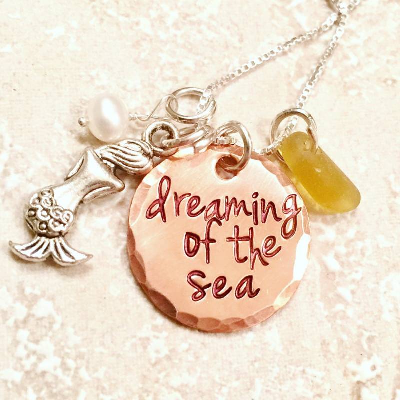 Hawaiian Schmuck, Träumen Vom Meer Halskette, Meerjungfrau Von Hand Gestempelt Strand Natashaaloha von natashaaloha