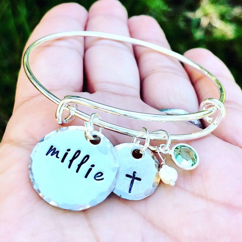 Patin Geschenk, Mutter Tochter Geschenke, Kinder Armband, Kreuz Armreif, Kommunion Taufe Natashaaloha von natashaaloha