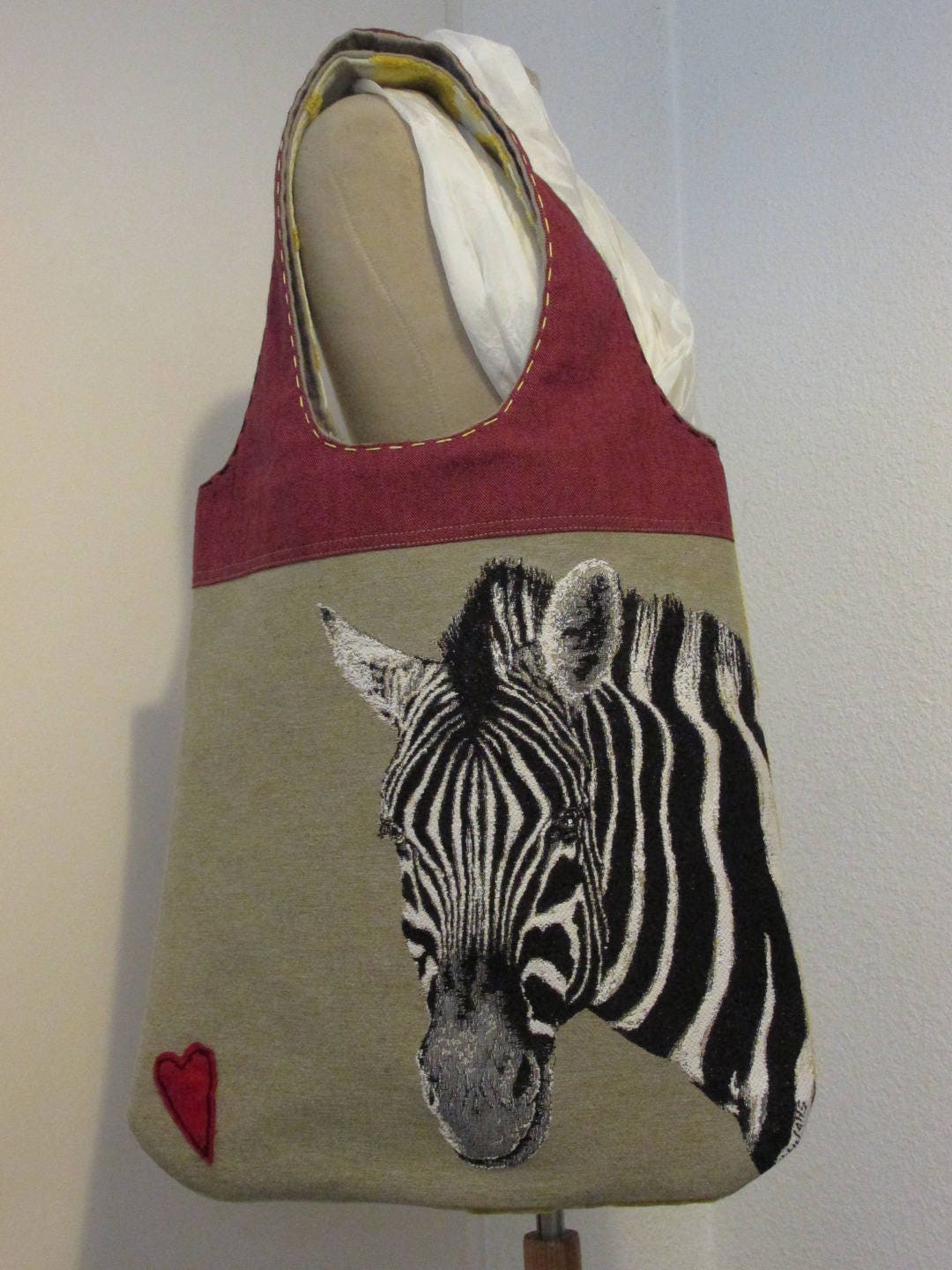 Einkaufstasche "Zebra" Mit Doppelgriffen, Leuchtende Farben von nathaliebcreation