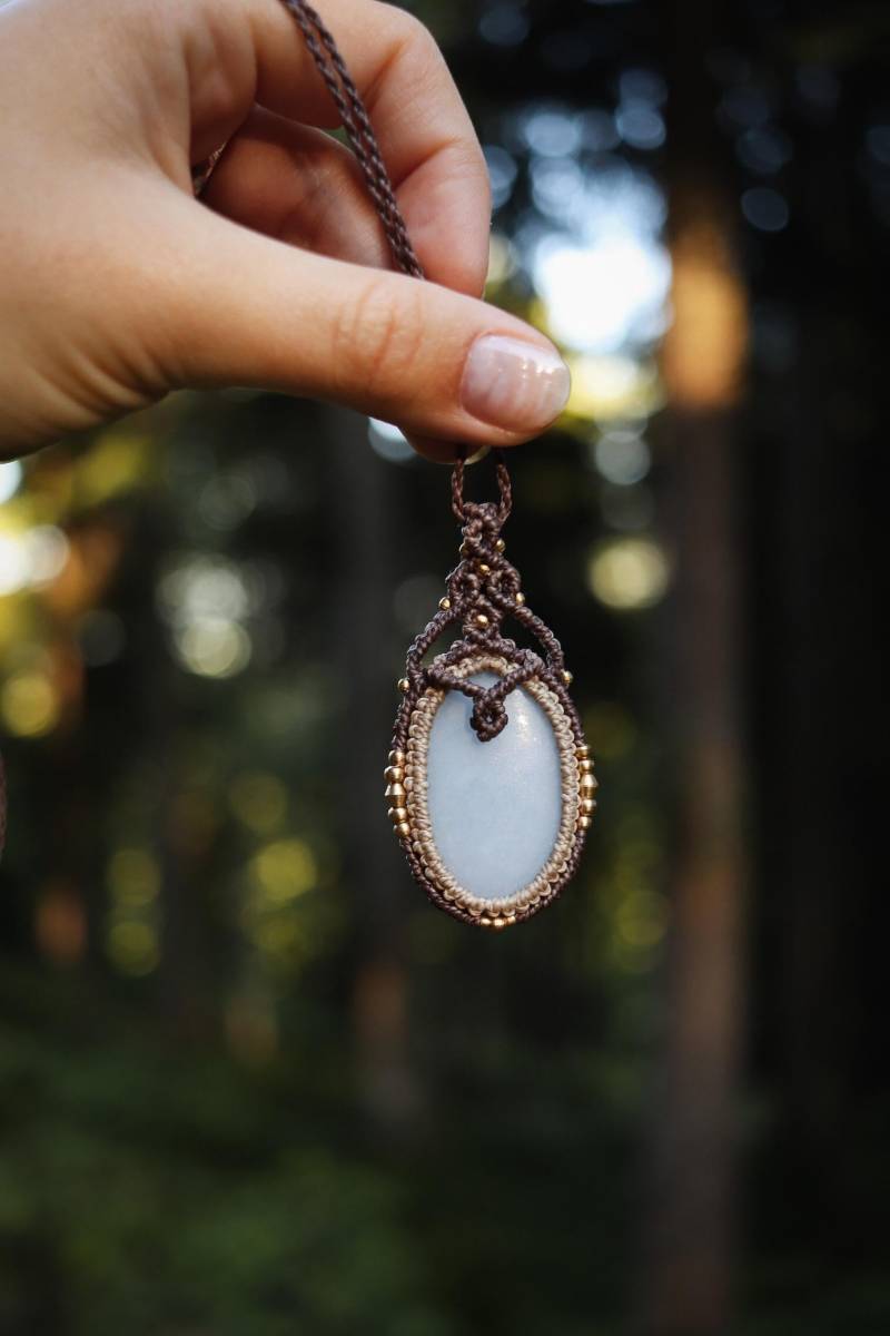 Angelit Makramee Halskette | Geknüpfte Boho Kette Mit Edelstein Schmuck Angelit Makramee Halskette | Geknüpfte Boho Kette Mit Edelstein Schmuck von nattynaturalcreation