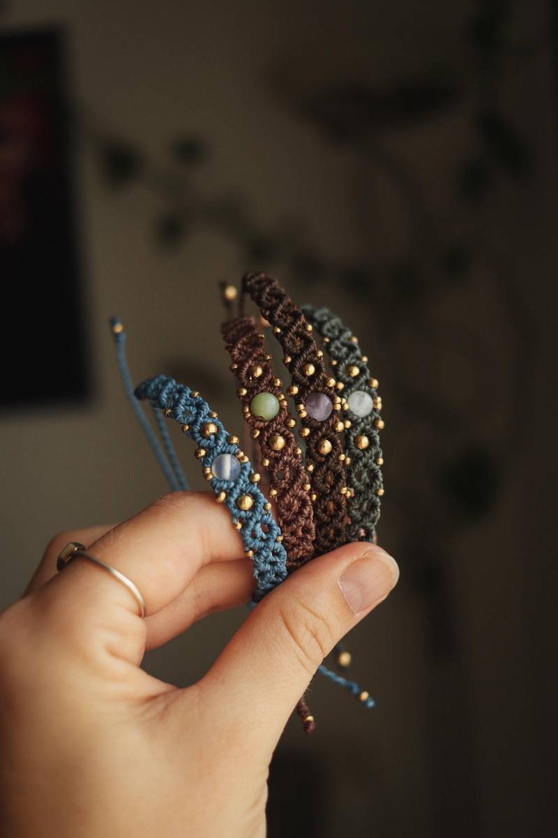 Edelstein Armbänder | Geflochtenes Armband Mit Boho Heilstein Makramee Schmuck von nattynaturalcreation
