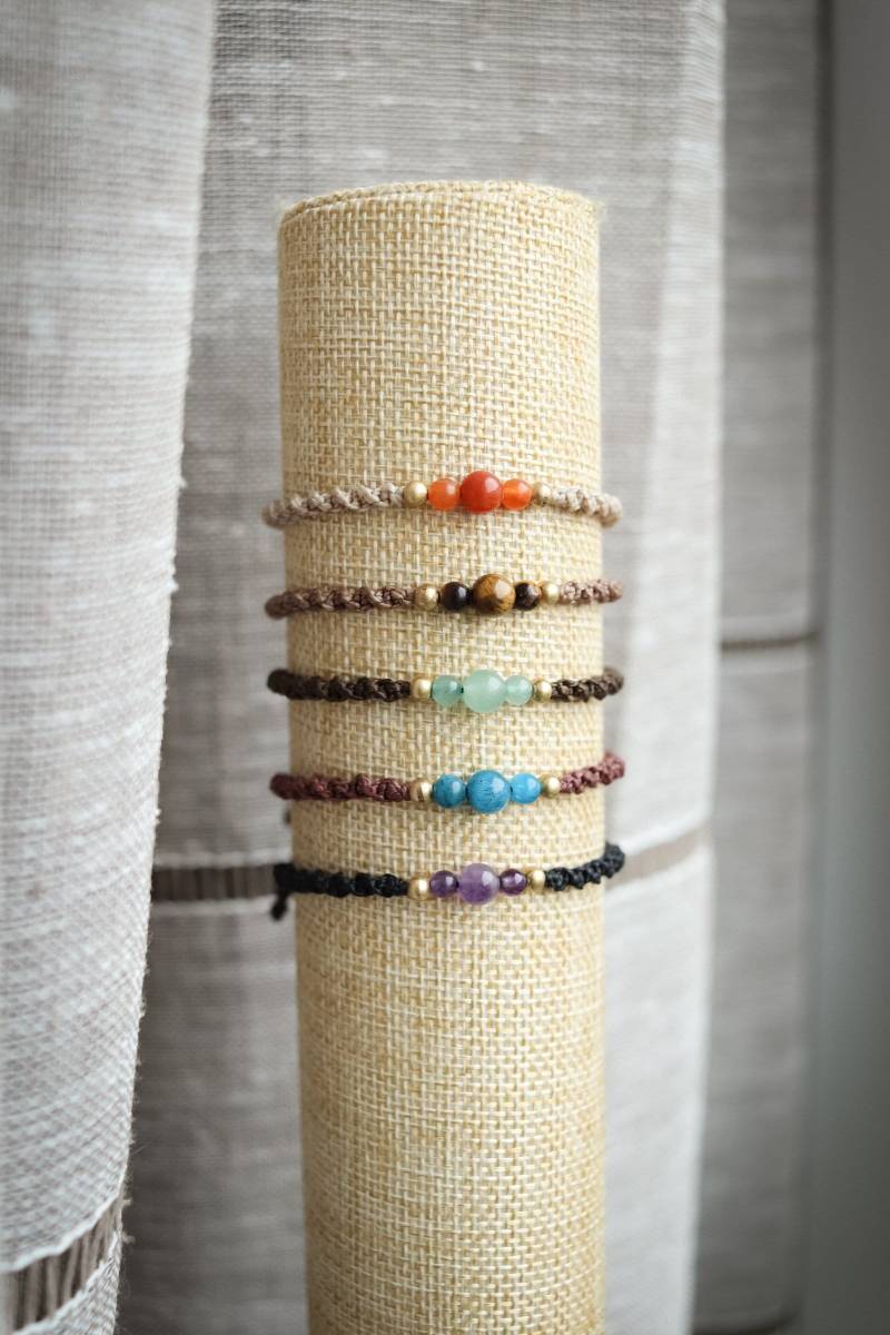Einfache Makramee Armbänder Mit Edelstein Perlen | Boho Hippie Schmuck Geknüpfte Heilstein von nattynaturalcreation