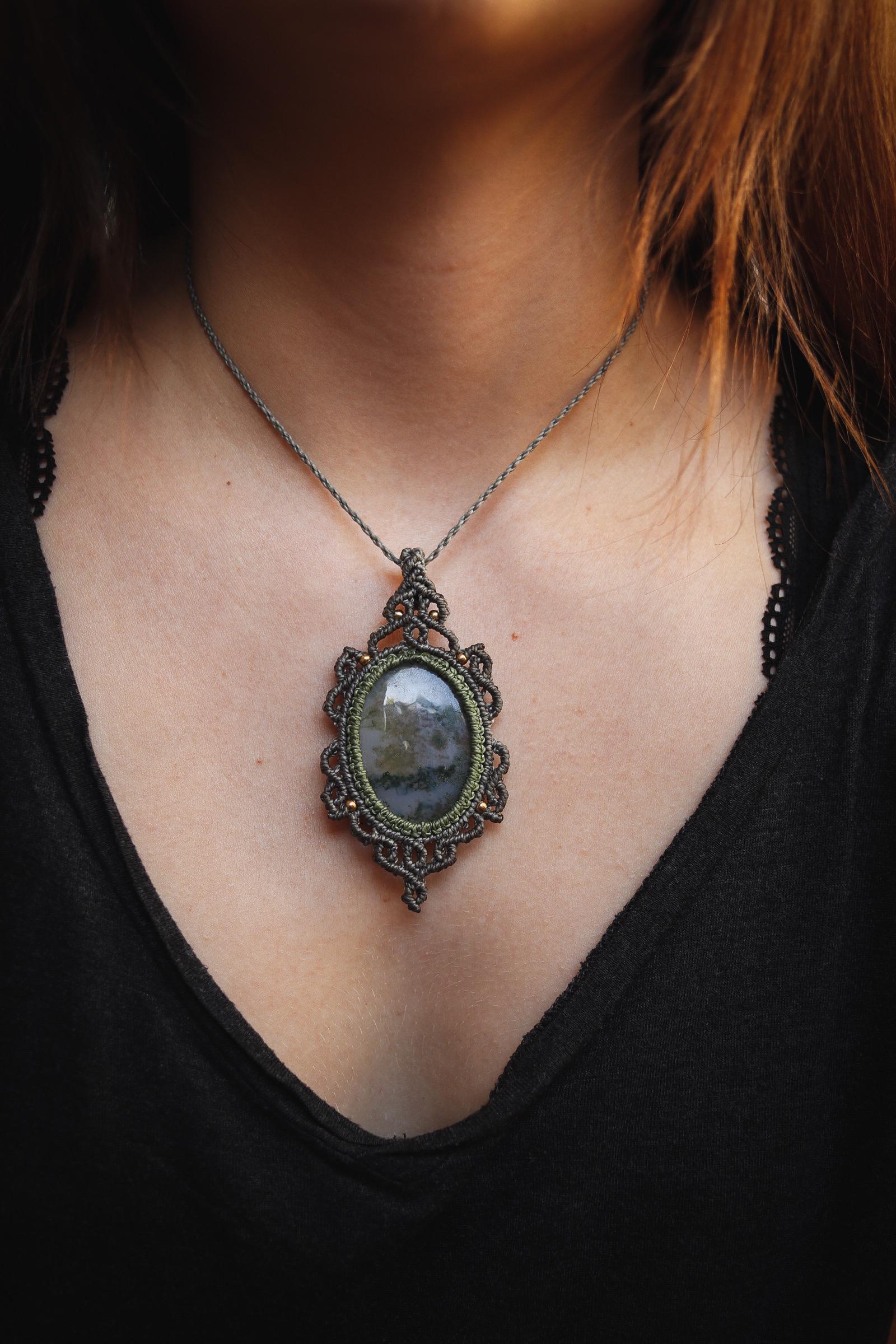 Geknüpfte Moosachat Halskette | Boho Kette Mit Edelstein Makramee Schmuck Geknüpfte Moosachat Halskette | Boho Kette Mit Edelstein Makramee Schmuck von nattynaturalcreation