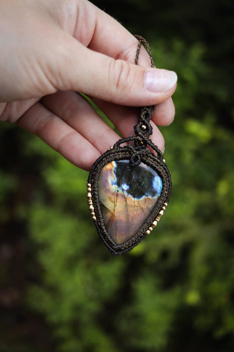 Labradorit Makramee Halskette | Geknüpfte Boho Kette Mit Edelstein Schmuck von nattynaturalcreation