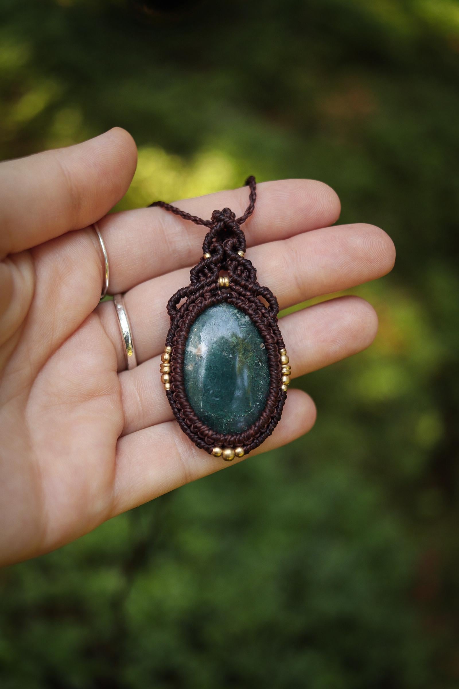 Moosachat Halskette | Makramee Kette Mit Edelstein Handgemachter Boho Schmuck Moosachat Halskette | Makramee Kette Mit Edelstein Handgemachter Boho Schmuck von nattynaturalcreation
