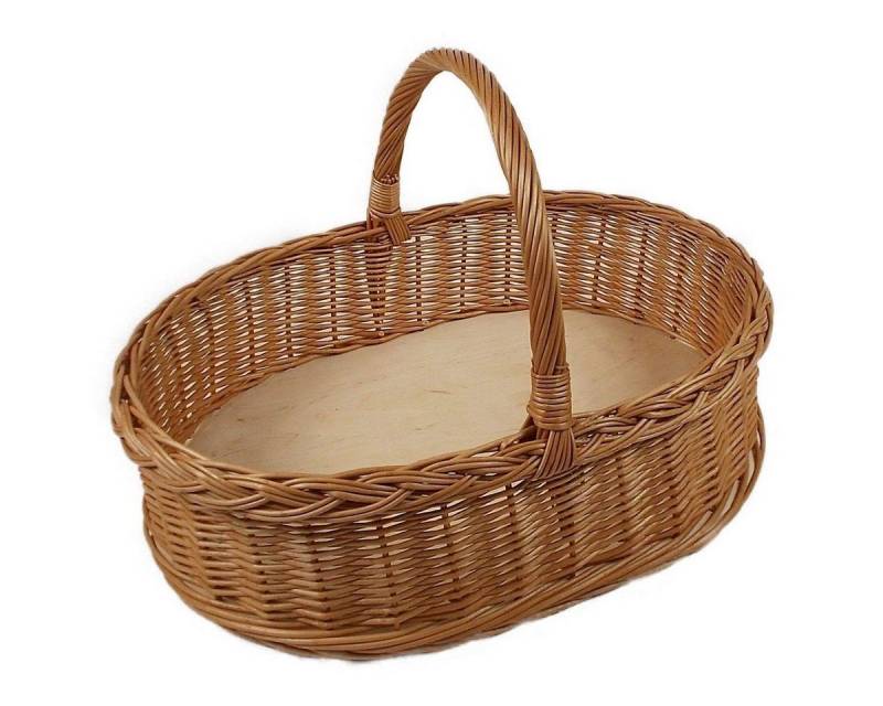 natuleo by pokuc Flaschenkorb Weidentablett mit Henkel Braun Oval ca. 52x40x35 cm von natuleo by pokuc