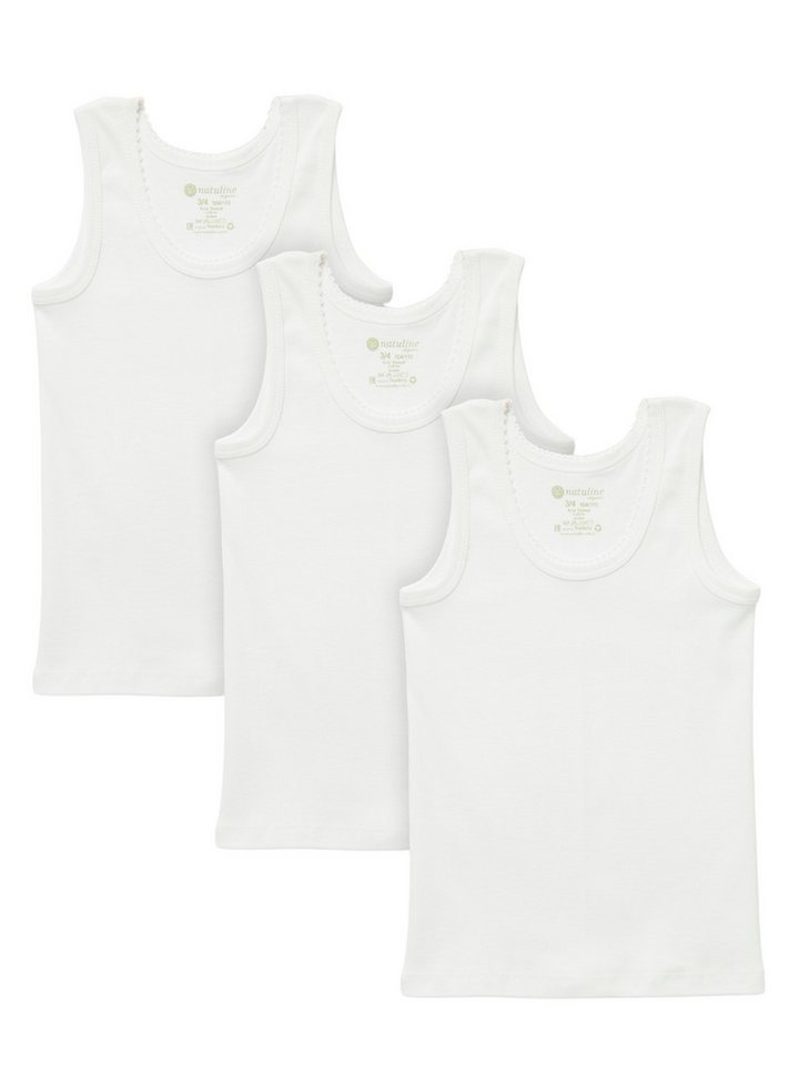 natuline Unterhemd 3er-Pack für Kinder Mädchen Weiß Feinripp-Qualität 100% Baumwolle (Set, 3-St., 3er-Pack) Achselshirt aus reiner Baumwolle mit Häkel, Rundstrickverfahren von natuline
