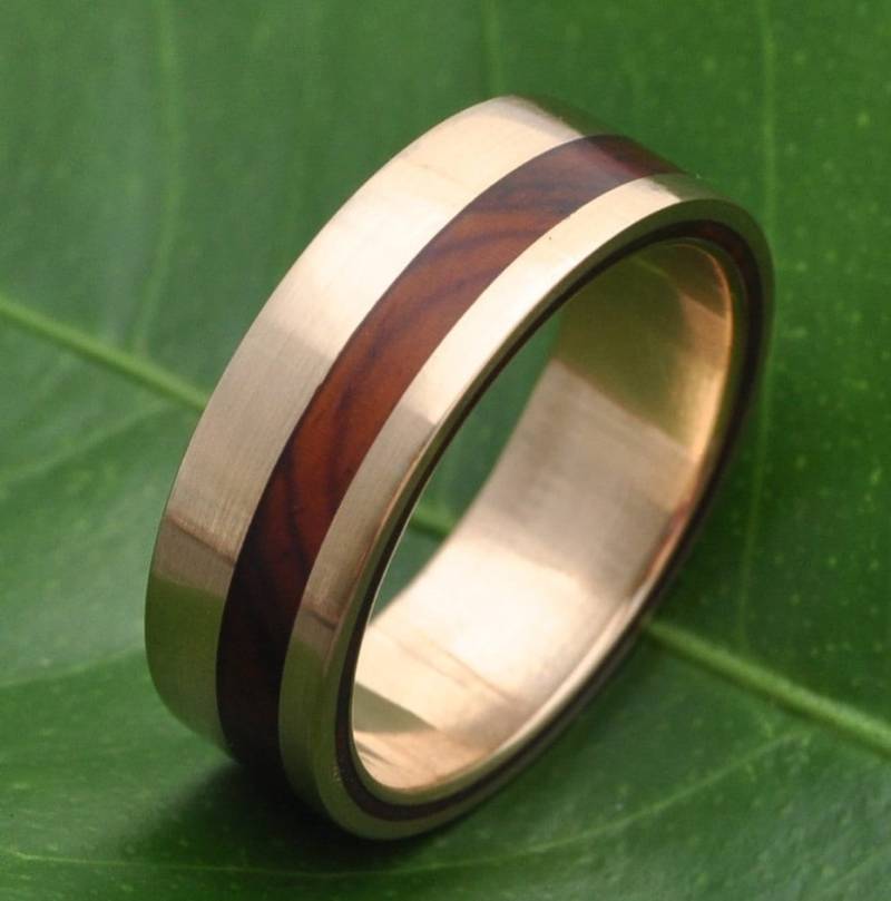 Cocobolo Gold Holz Ehering Ehering, Herren Und Inlay Ring von naturalezanica
