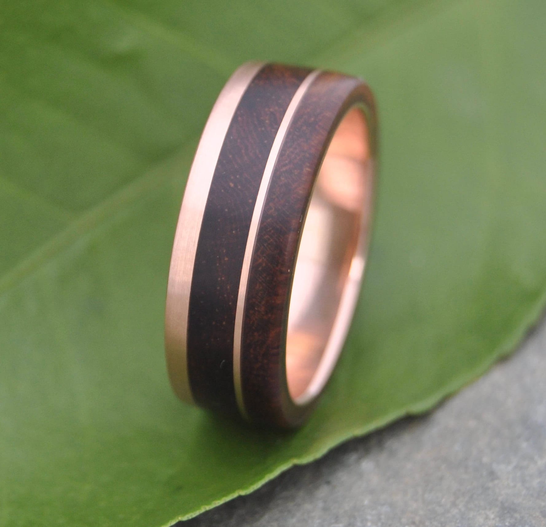 Rose Gold Ring, Holz Ehering, Herren Damen Ring von naturalezanica