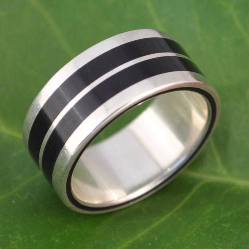 Schwarzer Holzring, Holz Inlay Ehering, Umweltfreundlicher Herren Sterling Silber Und Ring, Ring Schwarzer Holzring, Holz Inlay Ehering, Umweltfreundlicher Herren Sterling Silber Und Ring, Ring von naturalezanica