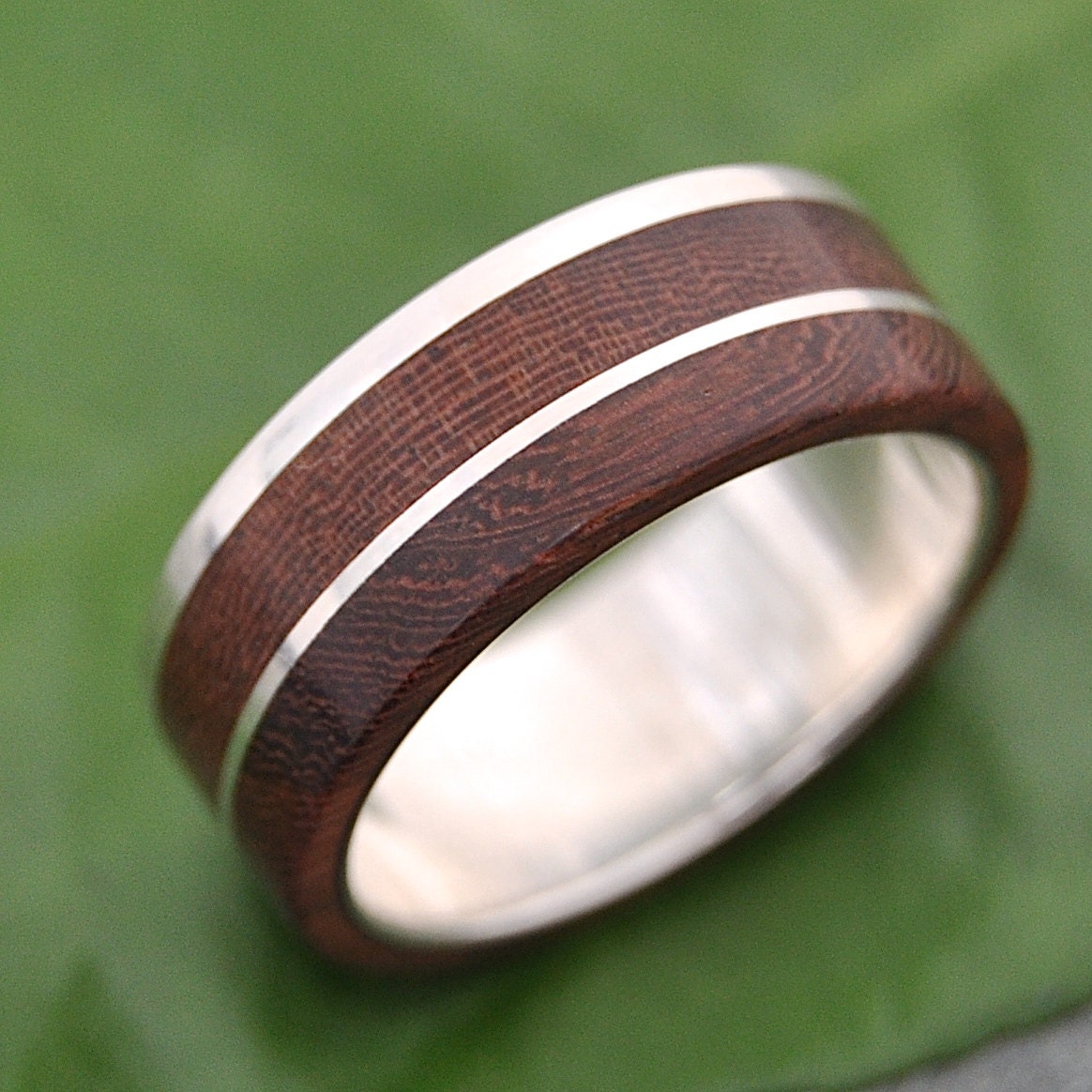 Un Lado Asi Holz Ring, Ehering Aus Recyceltem Sterlingsilber, Für Männer, Frau, Benutzerdefinierter Ring von naturalezanica