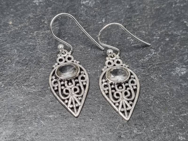 Bezaubernde Ohrhänger Aus Bergkristall, Gefasst in 925Er Silber von naturalmysticsu