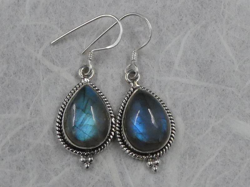 Blau Schimmernde Labradorit 925 Silber Hängeohrringe von naturalmysticsu