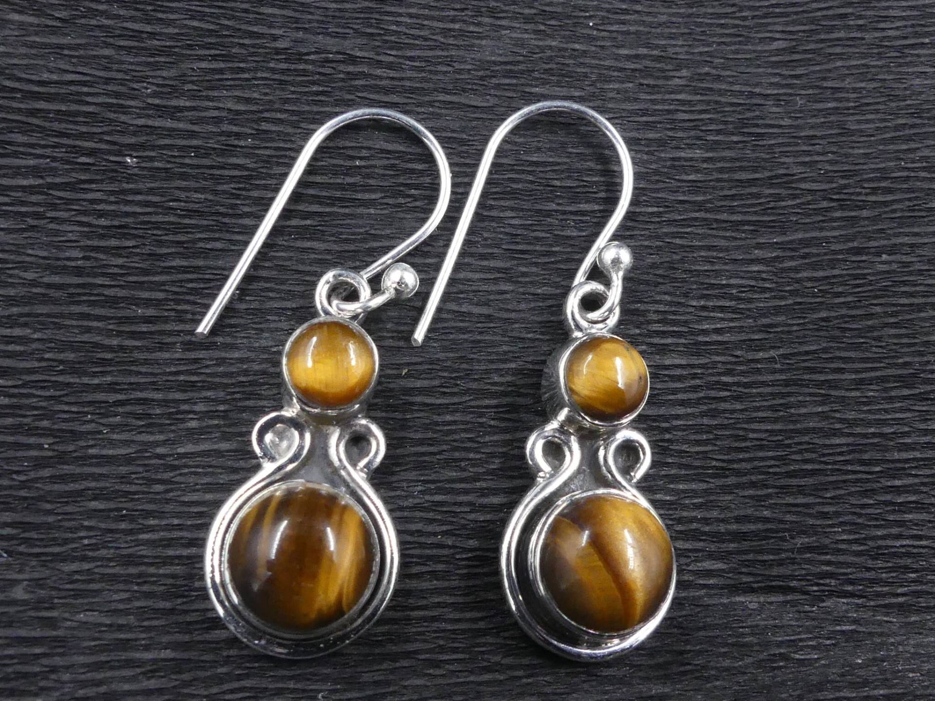 Edle Tigeraugen 925 Silber Hängeohrringe von naturalmysticsu