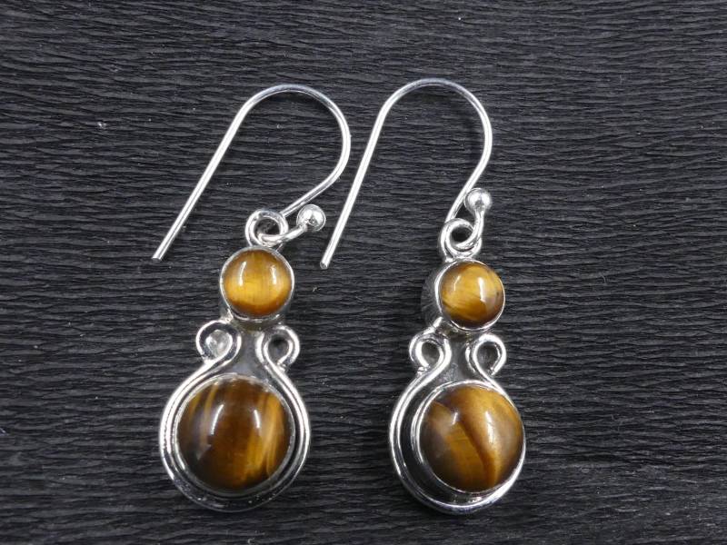 Edle Tigeraugen 925 Silber Hängeohrringe von naturalmysticsu