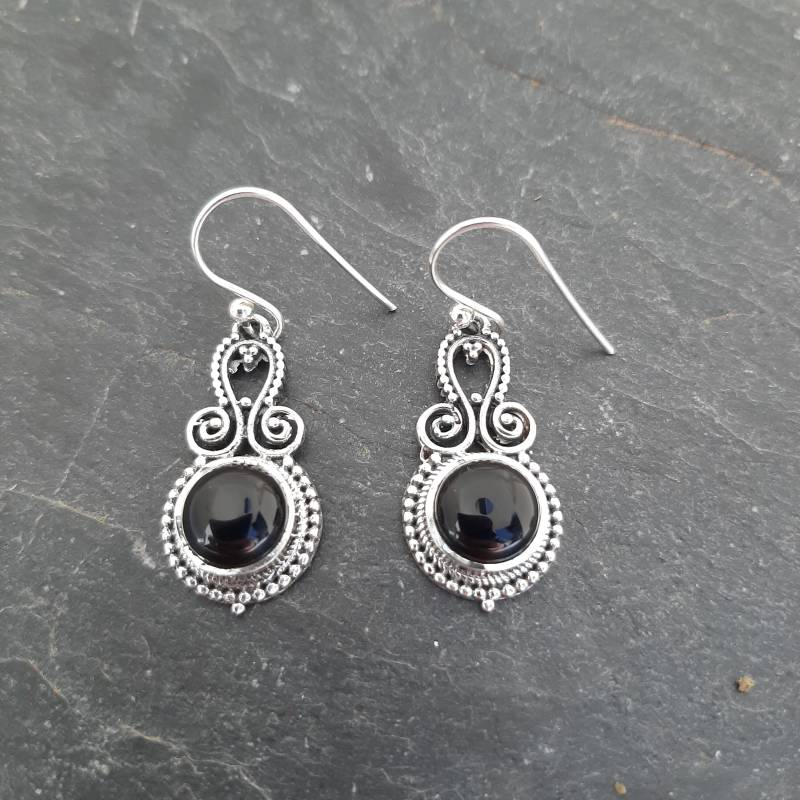Elegante Ohrhänger Onyx Gefasst in 925Er Silber von naturalmysticsu