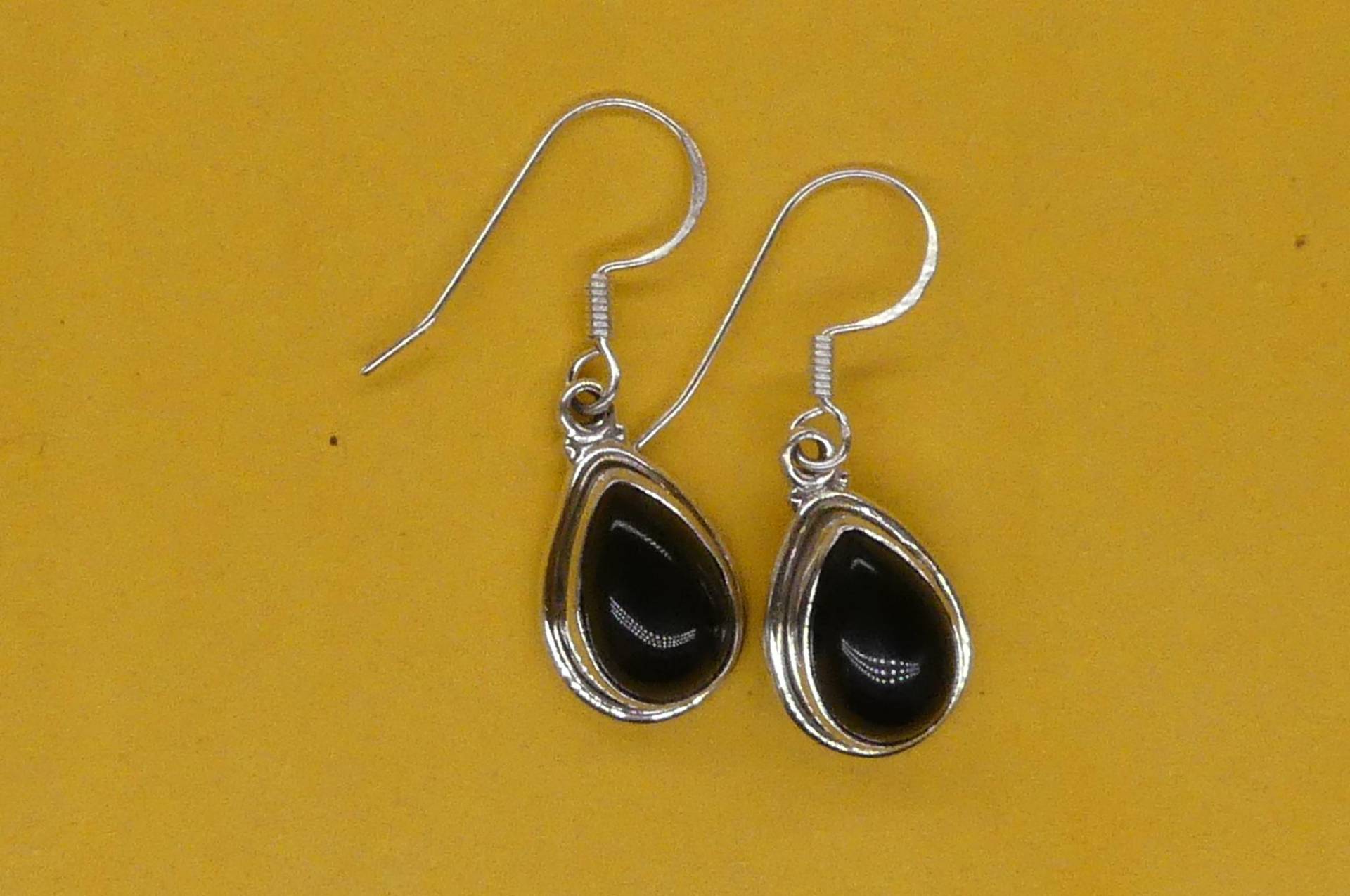 Elegante Schwarze Onyx 925 Silber Hängeohrringe von naturalmysticsu