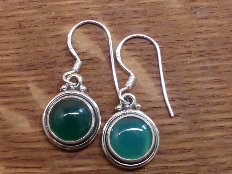 Grüne Achat 925 Silber Hängeohrringe von naturalmysticsu