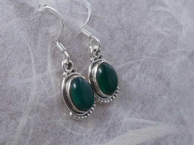 Grüner Achat 925 Silber Hängeohrringe von naturalmysticsu