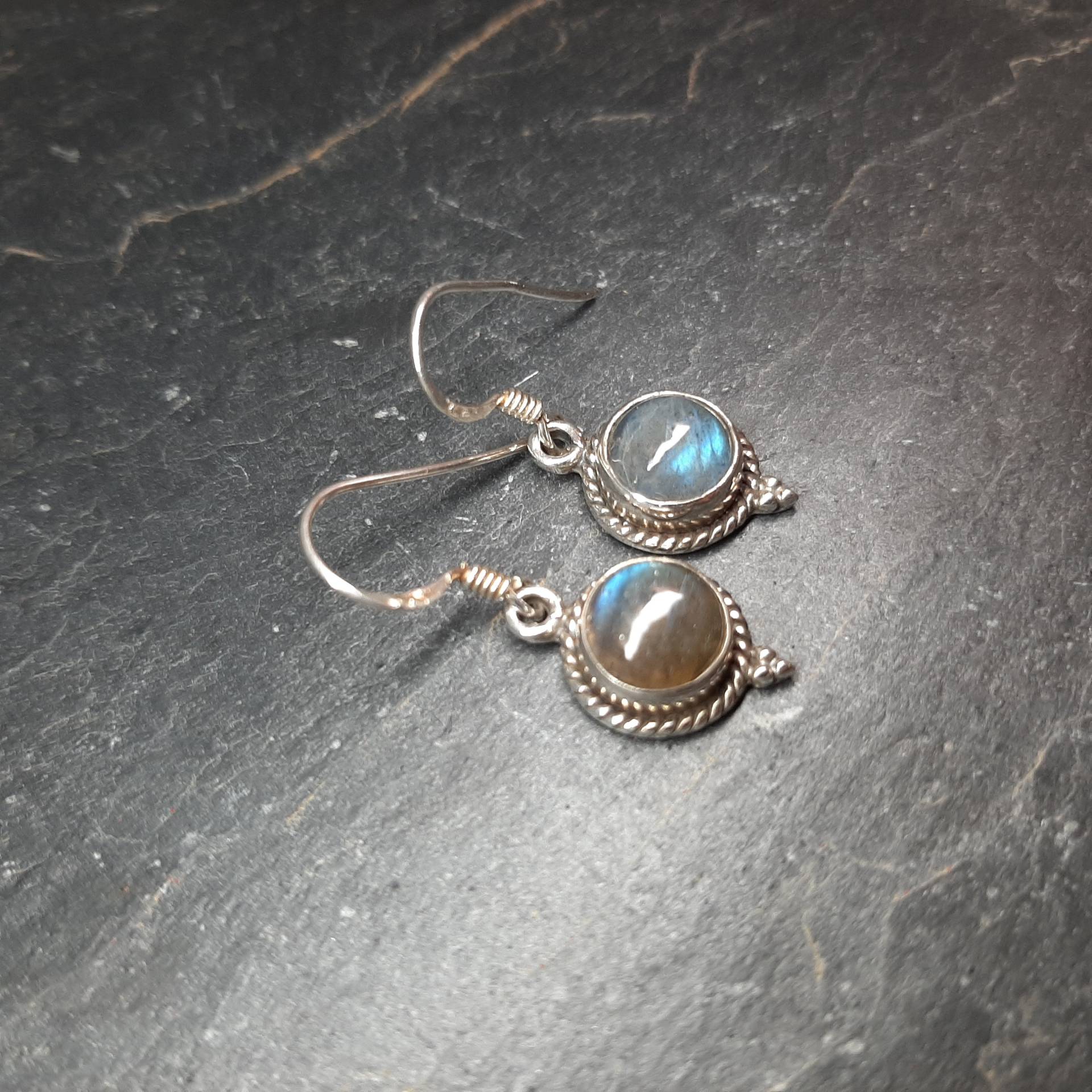Hübsche Ohrhänger Labradorit Gefasst in 925Er Silber von naturalmysticsu