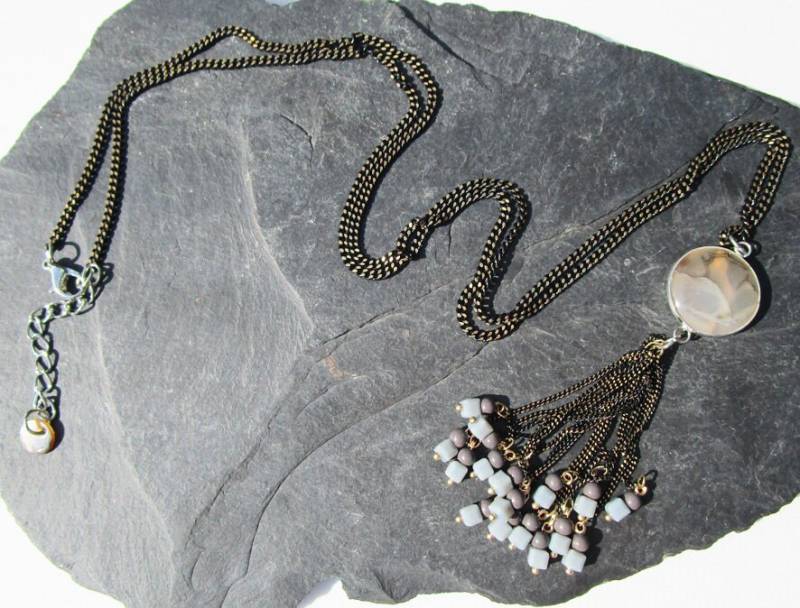 Metallkette Mit Achat Und Quaste von naturalmysticsu