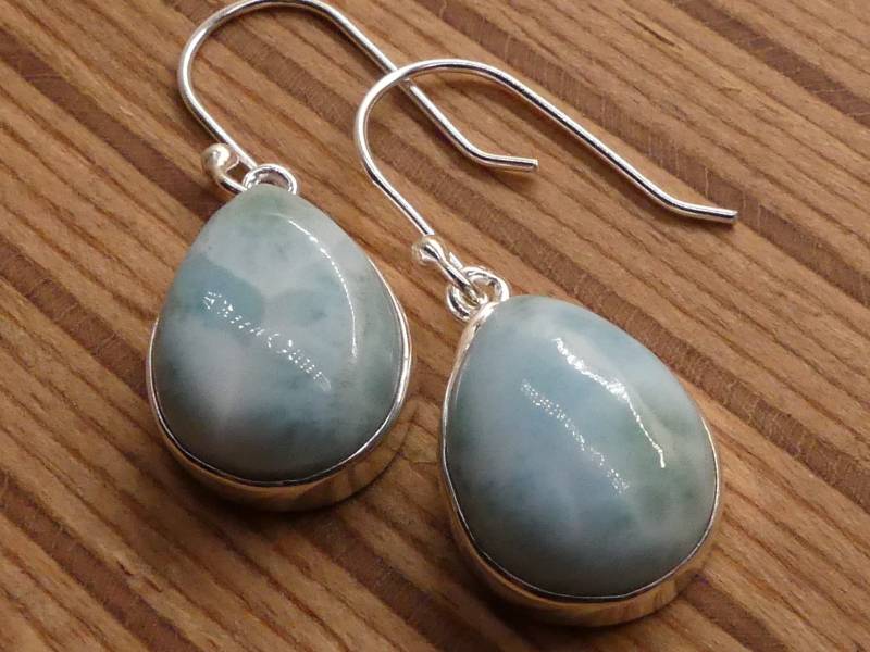 Rarität zartblaue Larimar 925 Silber Hängeohrringe von naturalmysticsu