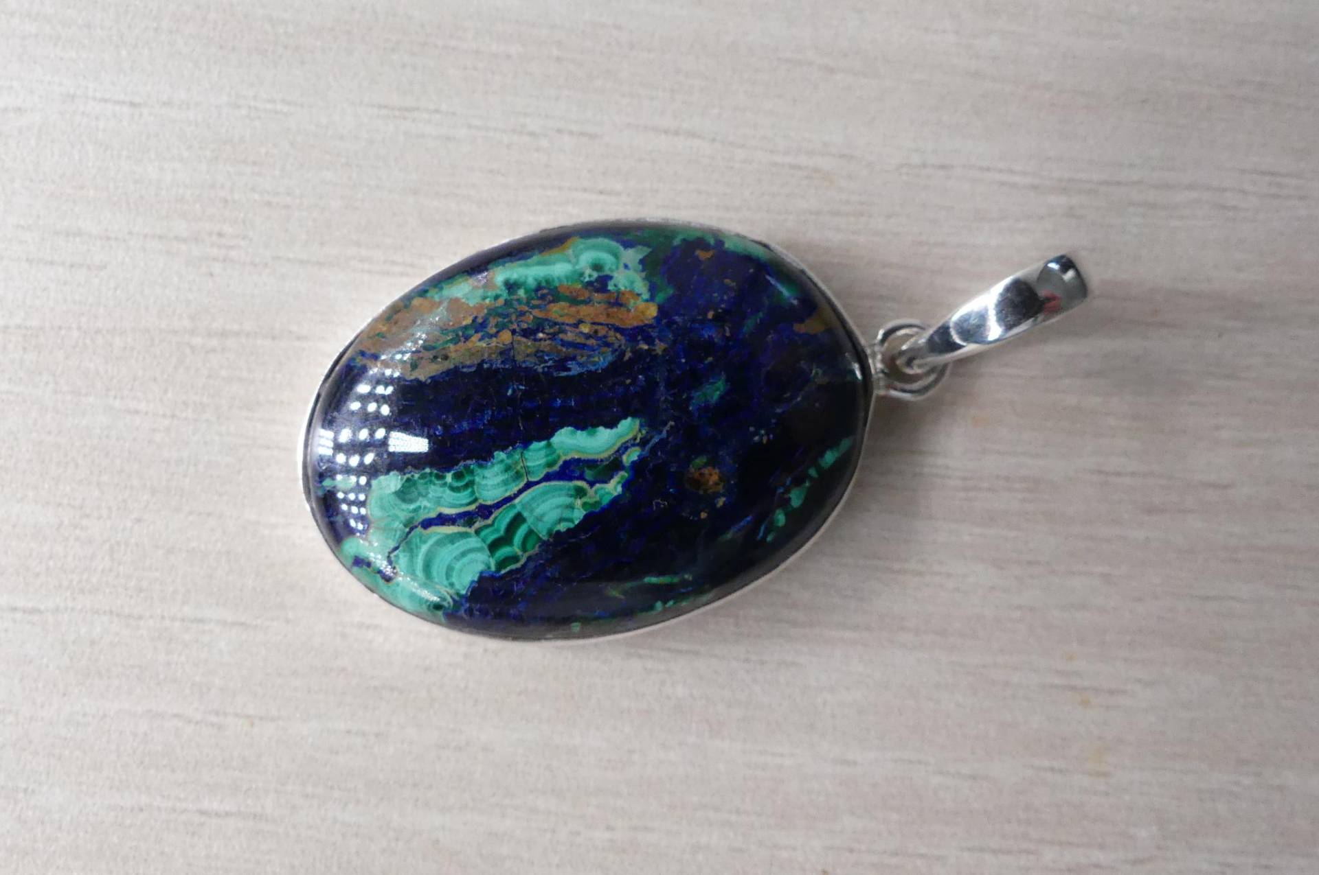 Seltener Azarit Malachit Kettenanhänger in 925 Silbereinfassung von naturalmysticsu