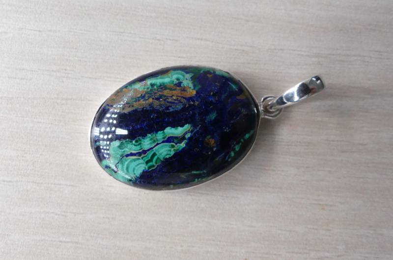 Seltener Azarit Malachit Kettenanhänger in 925 Silbereinfassung von naturalmysticsu