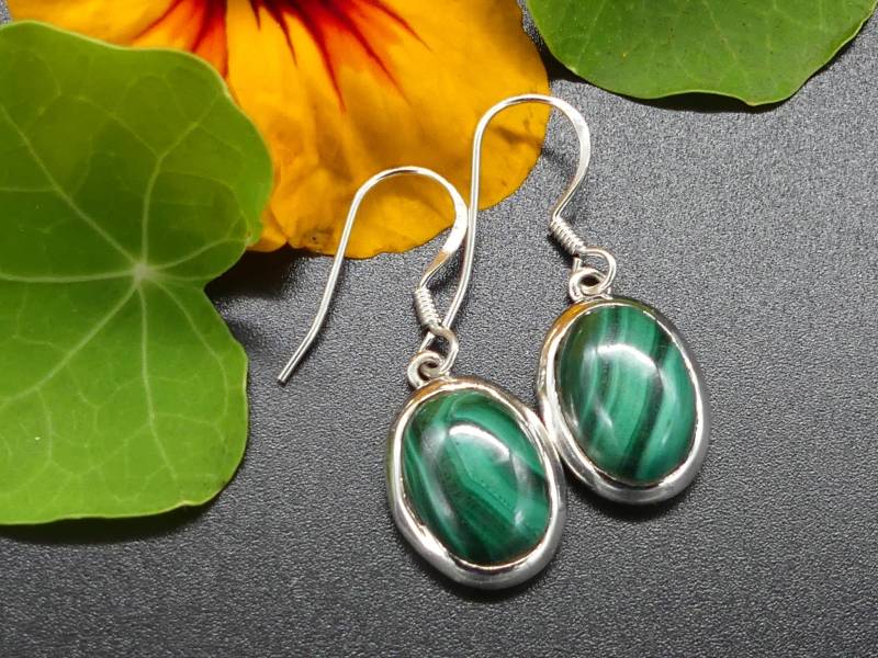 Wunderschöne Malachit 925 Silber Hängeohrringe von naturalmysticsu