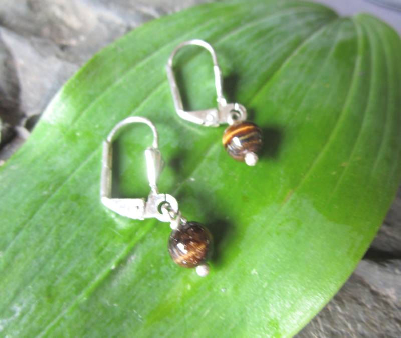 Wunderschöne Ohrhänger Aus 925Er Silber Mit Rundem Tigerauge von naturalmysticsu