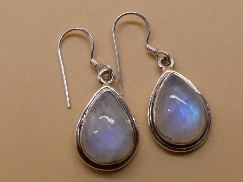 Zart Schimmernde Mondstein 925 Silber Hängeohrringe von naturalmysticsu