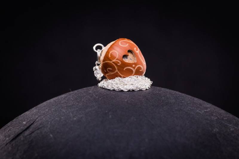 Haselnuss Kette Naturschmuck Silberkette Landschaftsjaspis Haselnussschmuck von naturalquality