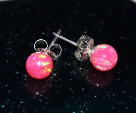 Rosa Opal Ohrringe, 6mm Kugel Ohrstecker, Ohrstecker Sterling Silber, Schmuck, Boho Brautschmuck, Oktober Geburtsstein von naturalstonesjewels