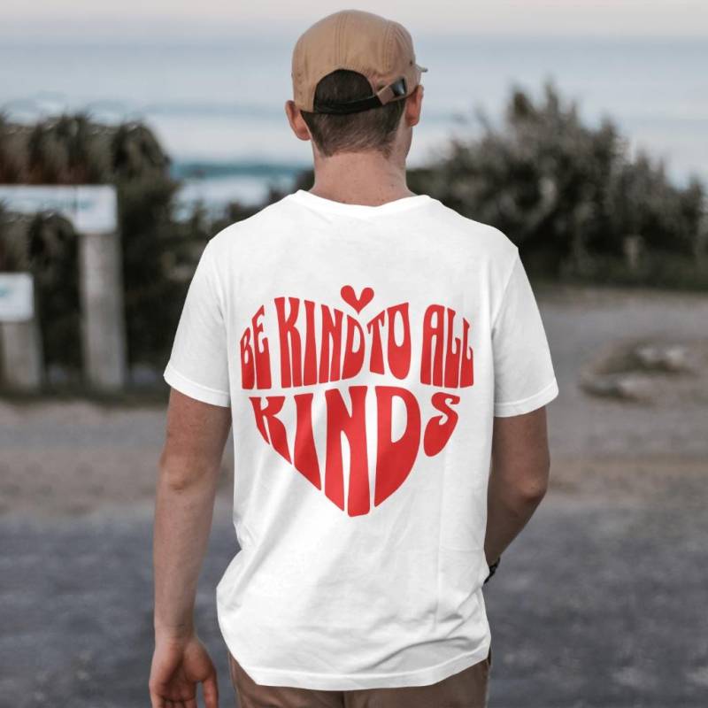 Vegan Shirt | T-Shirt "Be Kind To All Kinds" T Spruch Print T-Shirt Oversize Retro Tierliebe Animal Love von wearyourprintciple