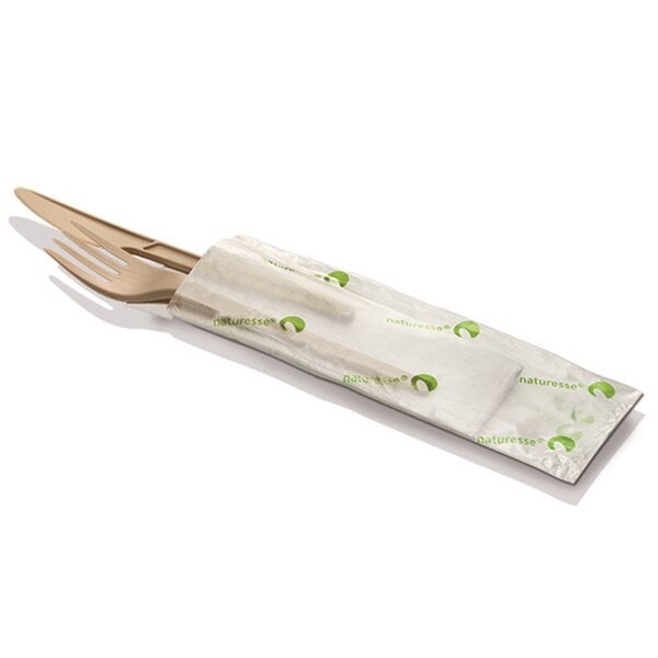 naturesse® 3 tlg. Besteck Set mit Messer, Gabel und Serviette von naturesse®