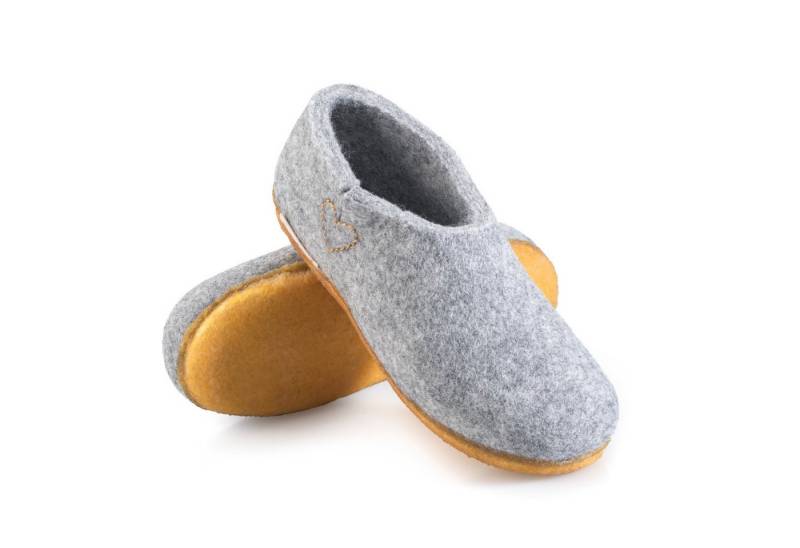 naturling Damen Boots Hausschuh (halbhohe Pantoffel mit) rutschfeste Kautschuksohle von naturling