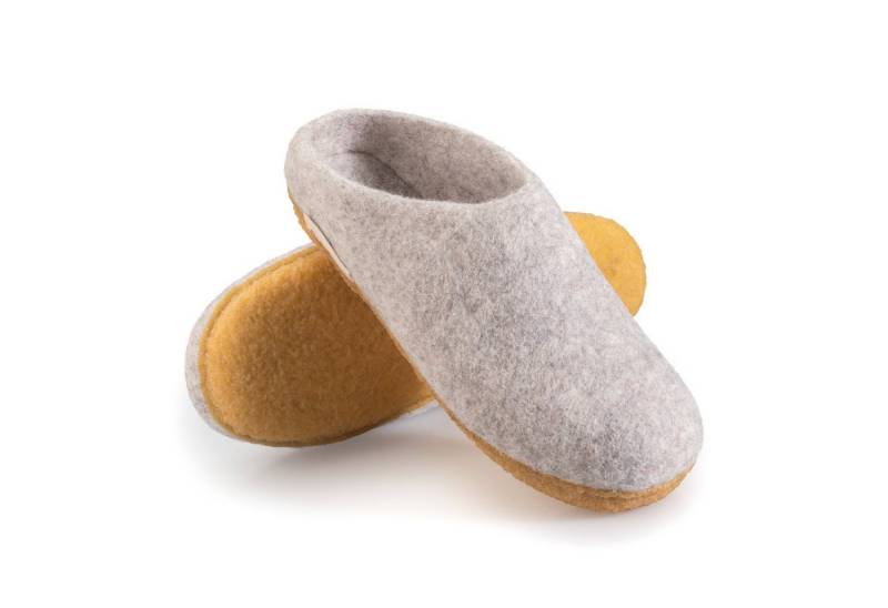 naturling Damen Slipper Hausschuh (flache Pantoffel mit) rutschfeste Kautschuksohle von naturling